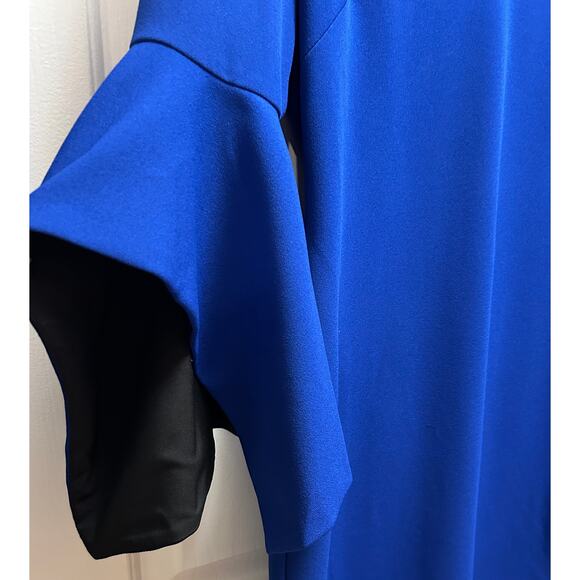 Badgley Mischka Royal Blue Sunset Skies Julia Crepe Dress Flutter Sleeves, Sz. 6 - Picture 2 of 7